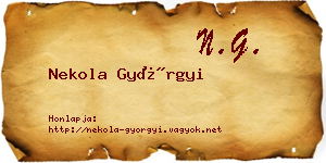 Nekola Györgyi névjegykártya